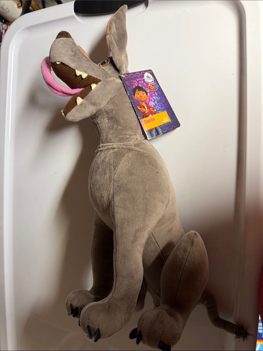 Coco Dante Plush Dog - Gray with Pink Tongue